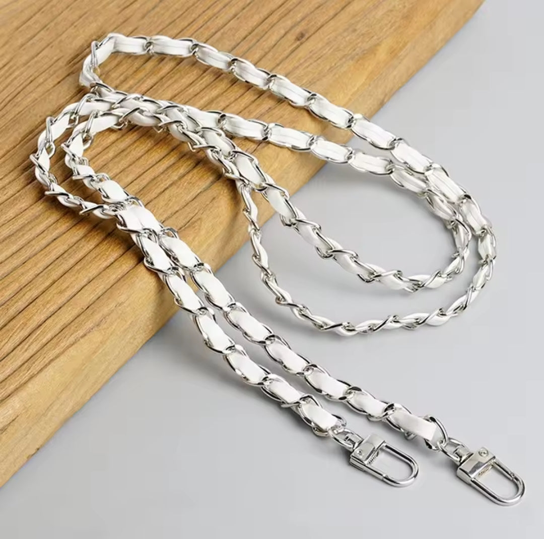 Catena metallo 120 cm + pelle PU