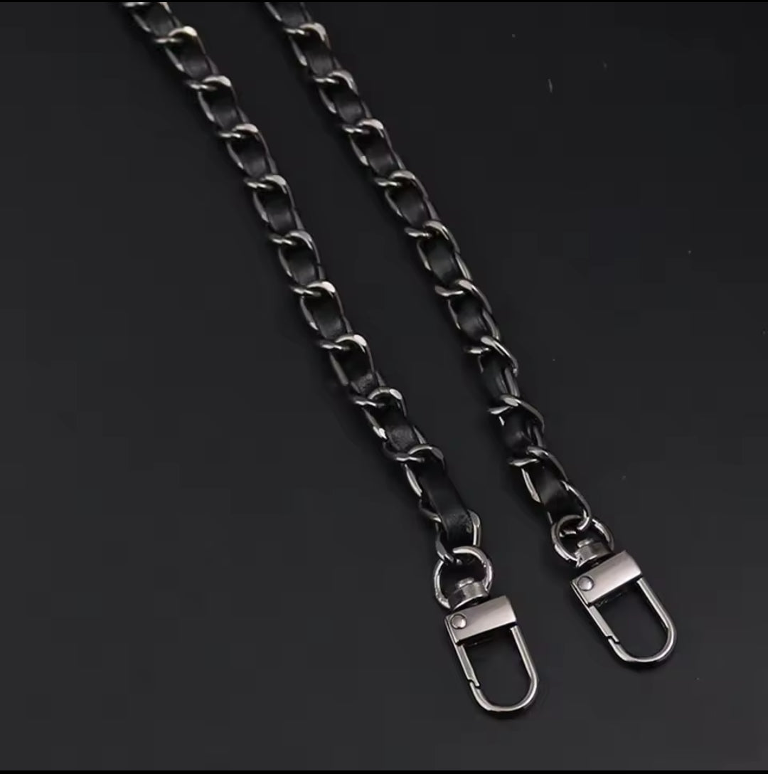 Catena metallo 120 cm + pelle PU