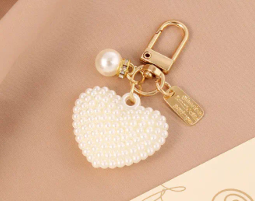 Portachiavi con cuore con perline