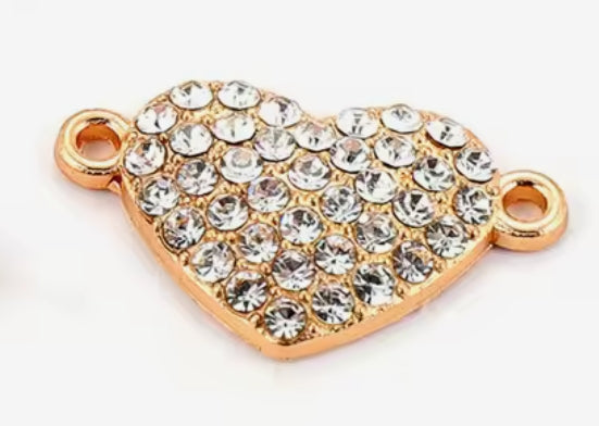 Connettore cuore con brillantini 23x13 mm