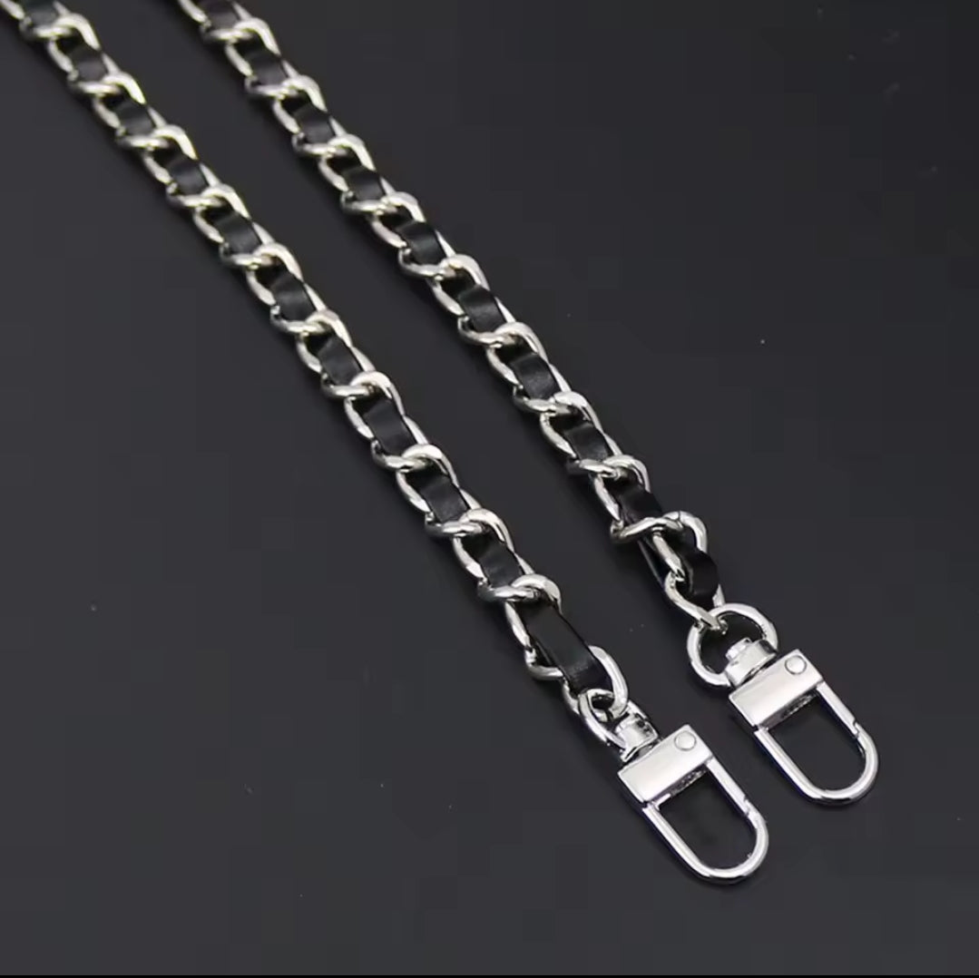 Catena metallo 120 cm + pelle PU