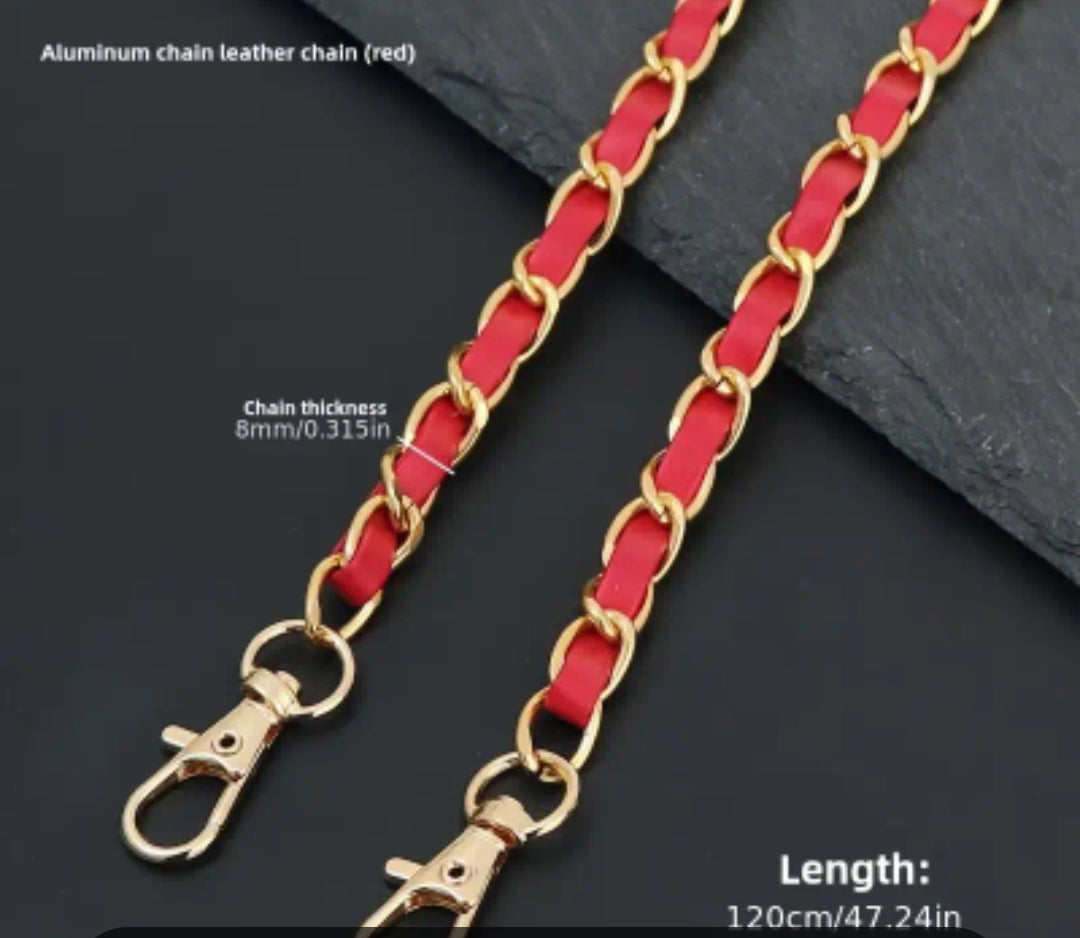 Catena metallo 120 cm + pelle PU