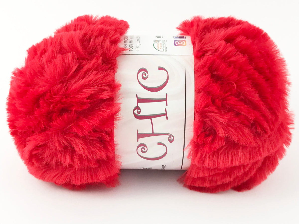 Lana Chic effetto pelliccia - gomitolo 100 g - Rosso LN10-24