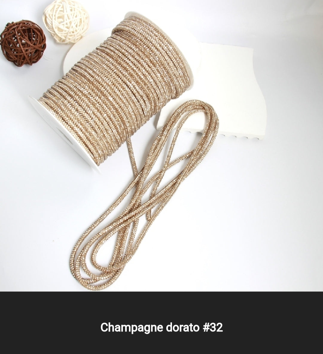 Cordino strass 4 mm a metraggio prezzo per 1 metro