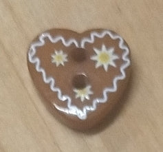 Bottoni plastica 13 mm forma cuore marrone zenzero