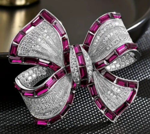 Spilla fiocco 4.4x3.5 cm fucsia
