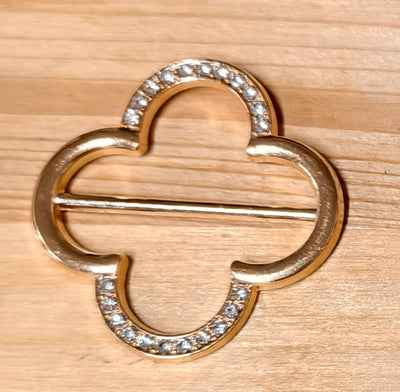 Quadrifoglio oro strass e liscio 40 mm