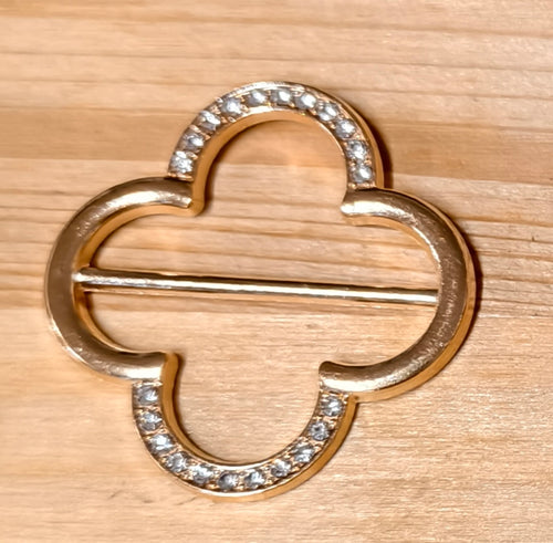 Quadrifoglio oro strass e liscio 40 mm