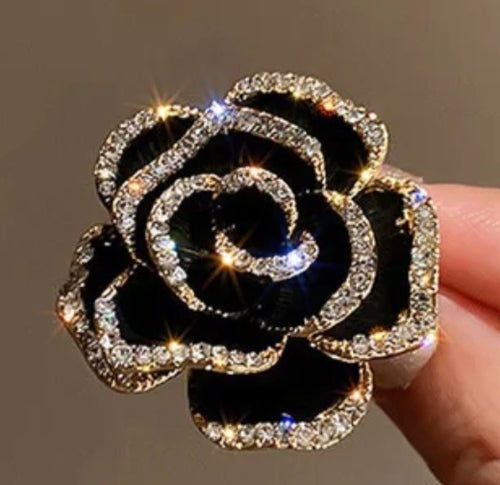 Spilla rosa nera 3.4 cm