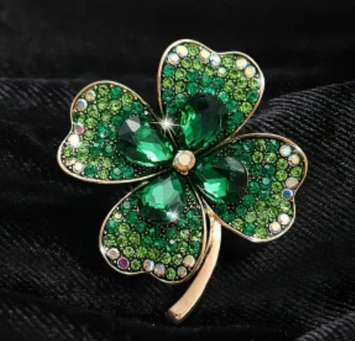 Spilla quadrifoglio verde 4,8 cm