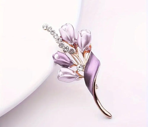 Spilla con fiore viola 6x2,8 cm