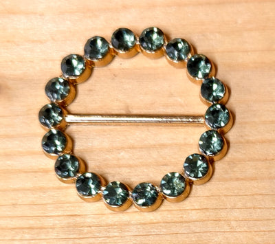 Cerchio oro con strass verde militare 40 mm