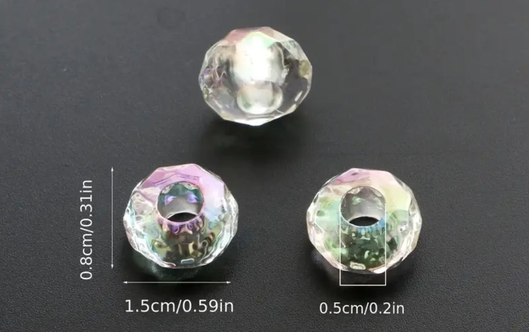 Perline trasparenti a ruota faccettate 15x8 mm foro 5 mm