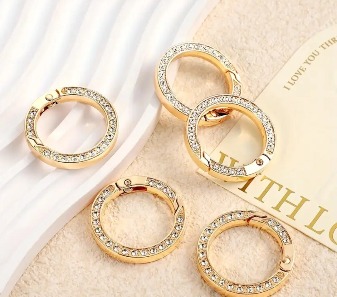 Moschettone cerchio con strass 36 mm