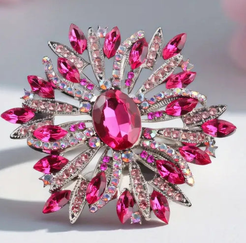 Spilla vintage fucsia 6x6,6 cm