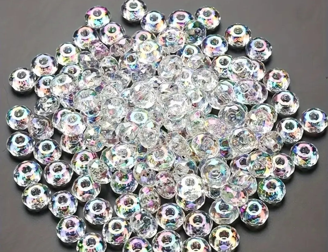 Perline trasparenti a ruota faccettate 15x8 mm foro 5 mm