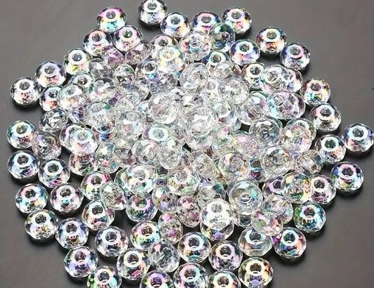 Perline trasparenti a ruota faccettate 15x8 mm foro 5 mm