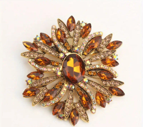Spilla vintage ambra 6x6,6 cm