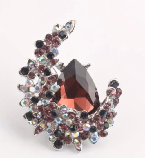 Spilla retrò bordeaux 7x4,5 cm